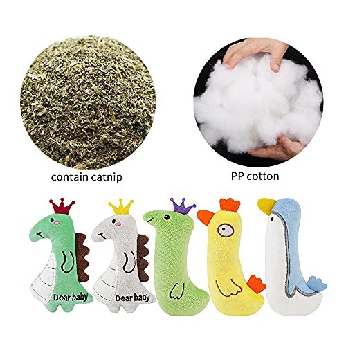 Oncpcare 5 piezas de juguete para gatos y gatos, relleno de hierba gatera, juguetes para masticar resistentes a la mordedura, instintos de caza, juguete para gatos y gatos de interior