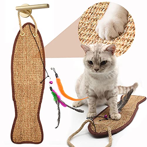 onebarleycorn - Alfombrilla Rascadora para Gatos de Sisal Natural, Alfombra Rascador para gato Horizontal Estera para Rascar el Gato Protege Alfombras y Sofás
