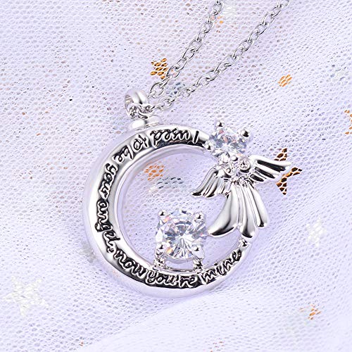 OPPJB Collar De Cenizacollar Conmemorativo para Urna, Solía Ser Tu Ángel Ahora Eres Mío Locket Angel Wing Cremación Cenizas Corazón Joyería Recuerdo