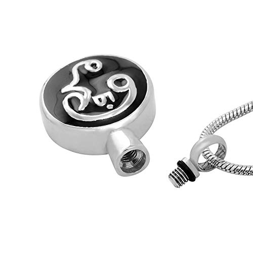 OPPJB Collares De Cenizascollar con Colgante De Caja Pequeña De Recuerdo De Acero Inoxidable Redondo, Puede Contener Un Colgante De Urna De Recuerdo De Cenizas De Cremación para Humanos Y Mascotas