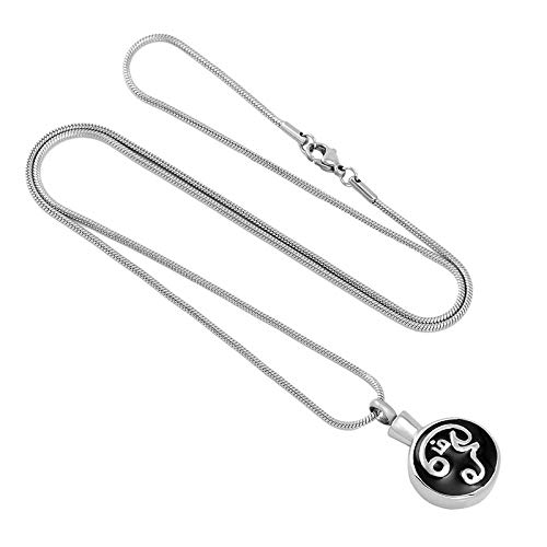 OPPJB Collares De Cenizascollar con Colgante De Caja Pequeña De Recuerdo De Acero Inoxidable Redondo, Puede Contener Un Colgante De Urna De Recuerdo De Cenizas De Cremación para Humanos Y Mascotas