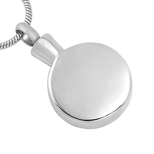 OPPJB Collares De Cenizascollar con Colgante De Caja Pequeña De Recuerdo De Acero Inoxidable Redondo, Puede Contener Un Colgante De Urna De Recuerdo De Cenizas De Cremación para Humanos Y Mascotas