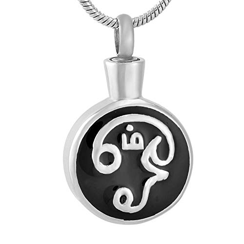 OPPJB Collares De Cenizascollar con Colgante De Caja Pequeña De Recuerdo De Acero Inoxidable Redondo, Puede Contener Un Colgante De Urna De Recuerdo De Cenizas De Cremación para Humanos Y Mascotas