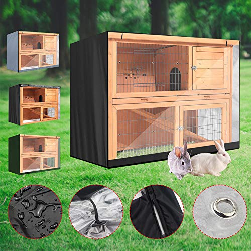 Oriental riverkit Funda Universal Doble para Conejo, Duradera 210D para Jaula de Conejo para Cojines, Gatos, hámster, Gatito, Accesorios para casa de Mascotas, Resistente a la Humedad (Negro)