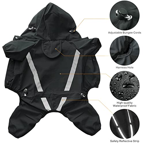 Oslueidy Chubasquero Dog Poncho Impermeable para la Lluvia para Perros Tiras Reflectantes Seguras Chaqueta Impermeable Ajustable por Grandes Pequeños Medianos Gatos Perros (Negro, S)