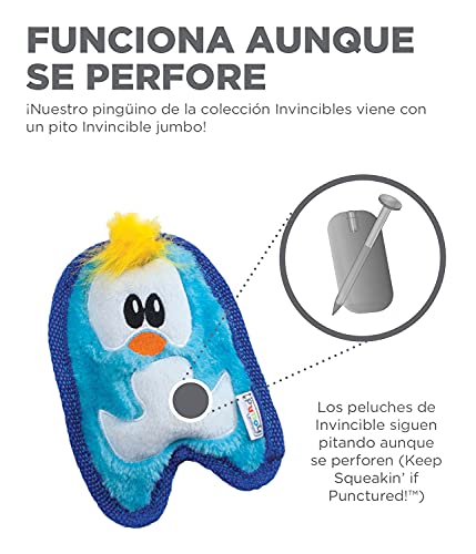 Outward Hound Invincibles Minis - Juguete con sonido para perros - Pingüino - Azul - XS