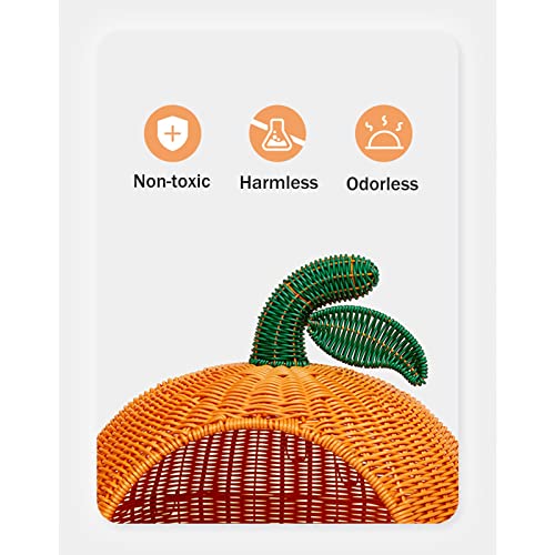 Ownlife Cama de Gato de Mimbre Hecho a Mano Ratán Mascota Casa de Gato Casa de Gato con cojín Suave Casas de Canasta for Gatos de Interior y Perros pequeños Mascotas
