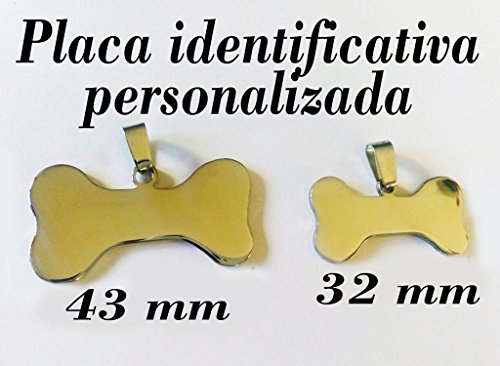 OyC Placa o Chapa identificativa Hueso, Acero, telefono, Mascota, Perro, Gato