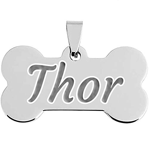 OyC Placa o Chapa identificativa Hueso, Acero, telefono, Mascota, Perro, Gato
