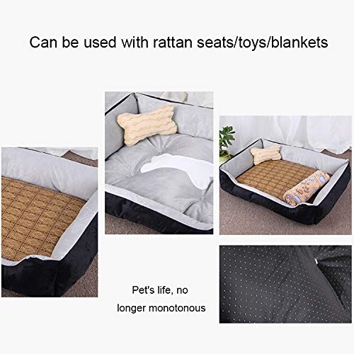 PAN-EX Camas para Mascotas y Muebles Patrón de Hueso de Perro Gran Manta Caliente y cálida de la Perrera Mascota del Gato del Gato, con Manta Tamaño: L, 80 × 60 × 15 cm (Color : Grey White)