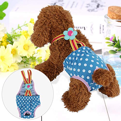 Pantalones Sanitarios para Perros, Puntos Lindos Mascotas Perro Gato Gato Pantalones Cortos fisiológicos Perrito Gatito Tirantes Ropa Interior Pantalones Calzoncillos Sanitarios(Azul S)