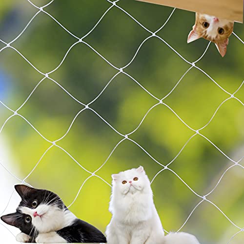 Parain Red de protección para gatos para balcón, ventana, reforzada con alambre, resistente, color blanco, 8 x 3 m