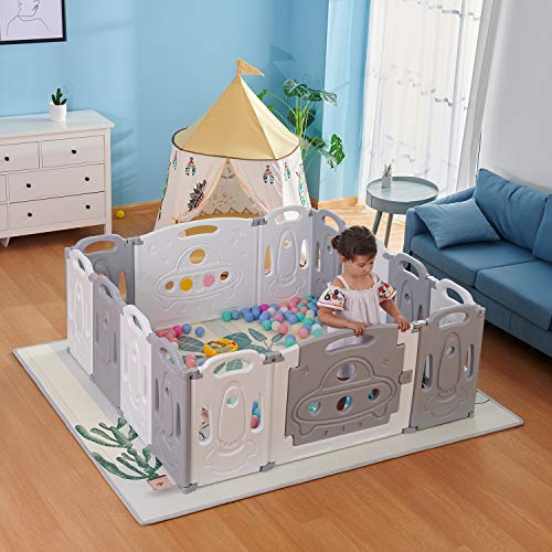 Parque infantil plegable para bebés Bolígrafo plegable para bebés Centro de actividades para niños Patio de juegos de seguridad Hogar Interior bolígrafo universe Juego de universo 14 paneles）