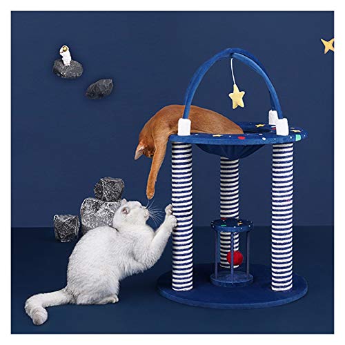 Patio de juegos para gatos Cielo estrellado - gato que rasguña el poste, 32.6" árbol del gato Alto, Rascador Cat durable con sisal cuerda, Cat Scratch del poste con el balón colgado Parque infantil pa