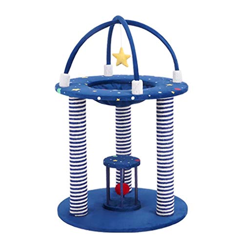 Patio de juegos para gatos Cielo estrellado - gato que rasguña el poste, 32.6" árbol del gato Alto, Rascador Cat durable con sisal cuerda, Cat Scratch del poste con el balón colgado Parque infantil pa