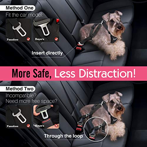 Pawaboo Cinturón de Arnés de Chaleco de Seguridad para Perros, Mascotas Arnés Ajustable para Perros de 33 lb-55 LB, Negro