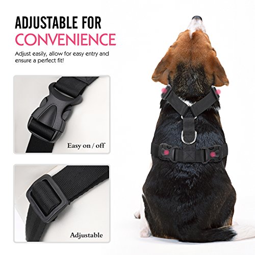 Pawaboo Cinturón de Arnés de Chaleco de Seguridad para Perros, Mascotas Arnés Ajustable para Perros de 33 lb-55 LB, Negro