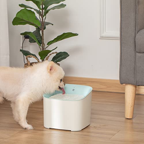 PawHut Dispensador de Agua para Gatos 3L Fuente de Agua Automática para Perros y Gatos con Sensor de Infrarrojos 3 Modos y Luz Indicadora LED 21x20x18 cm Blanco y Azul