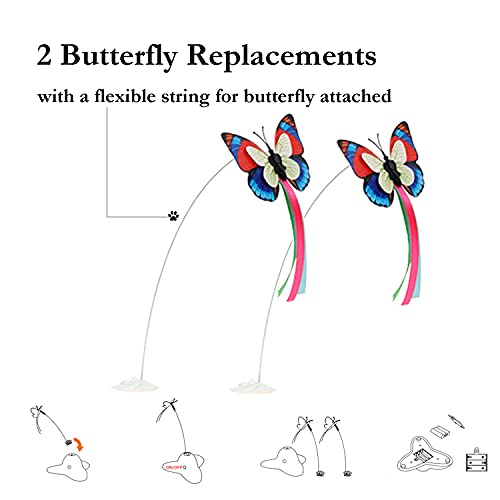 Pawsayes Juguetes interactivos para gatos, juegos de interior y ejercicio para gatos, giran automáticamente 360 grados con 2 recargas, mariposas que brillan por la noche