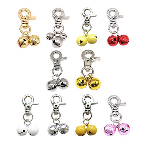 pawstrip 10 unidades de collar de perro gato campana, collar de metal para mascotas de 12 mm colorido llavero llavero colgante para perro gato collar decoración y entrenamiento (color al azar)