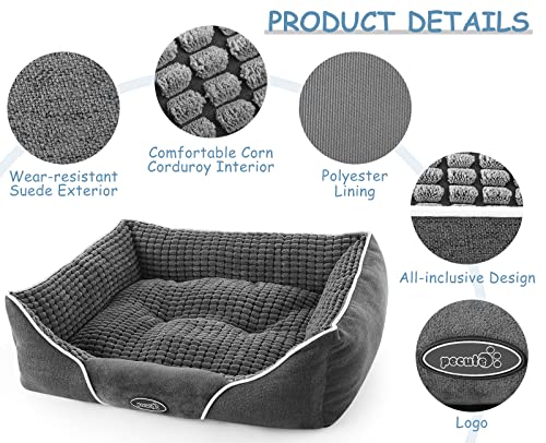 Pecute Cama para Perros Básica Cama de Suave Gamuza para Perros y Gatos de Color Gris L(80 * 66cm)