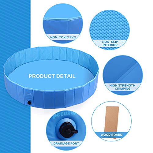 Pecute Piscina Perros y Gatos Bañera Plegable PVC Antideslizante y Resistente al Desgaste,Regalo: Adaptador de Salida de Agua, Adecuado para Interior Exterior al Aire(XL:160cm*30cm)