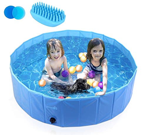 Pecute Piscina Perros y Gatos Bañera Plegable PVC Antideslizante y Resistente al Desgaste,Regalo: Adaptador de Salida de Agua, Adecuado para Interior Exterior al Aire(L:120cm*30cm)
