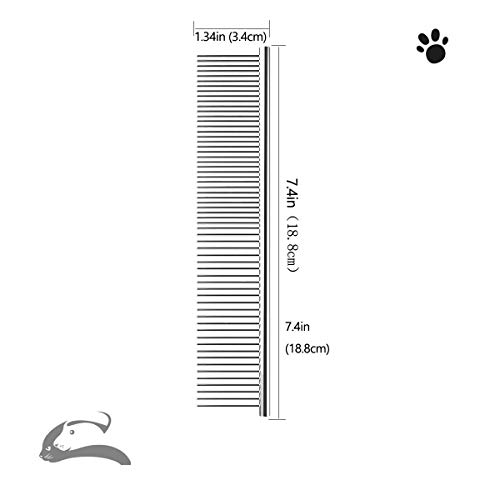 Peine para perros, peines para gatos, peines para gatos, peines para perros de acero, peine para gatos, pelo largo medio, 2 unidades (plateado + blanco)
