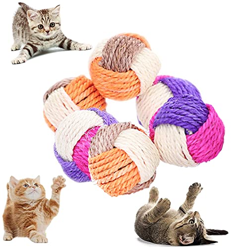 Pelota de Juguete de Sisal,Pelota de Juego de Sisal ,Juguete de Bola de Sisal para Mascotas,Pelota Gato,Juguete Interactivo para Gato,Juguete para Mascotas,6 Piezas.