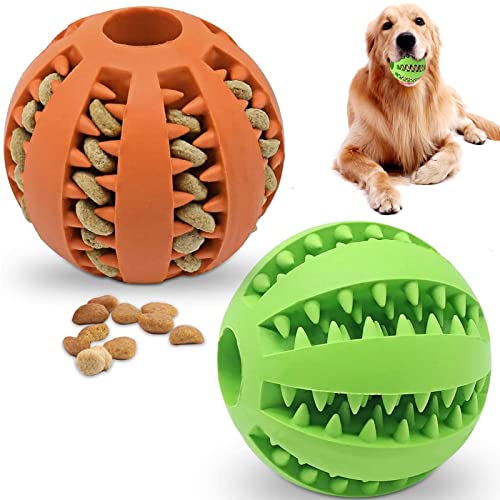 Pelota de Juguete del Trato de Perro, Bolas de Juguete del Trato de Perro, Juguete de Limpieza de Dientes de Perro, Juguetes de dispensación de Alimentos de 2 Bola de Goma Suave no tóxica