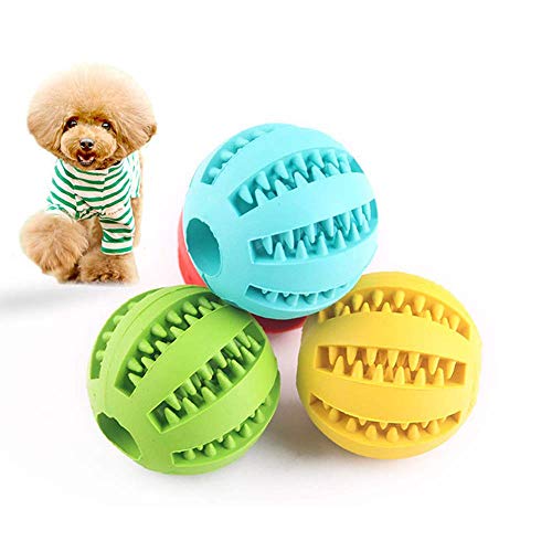 Pelota de Juguete Molar para Mascotas Bola de Goma para Perro Molar Pelota de Juguete Molar Bola para Molar Morder Dientes limpios Fugas de Comida Perro Molar Masticar Bally (7 cm, Amarillo)