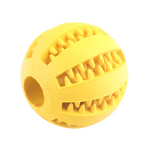 Pelota de Juguete Molar para Mascotas Bola de Goma para Perro Molar Pelota de Juguete Molar Bola para Molar Morder Dientes limpios Fugas de Comida Perro Molar Masticar Bally (7 cm, Amarillo)