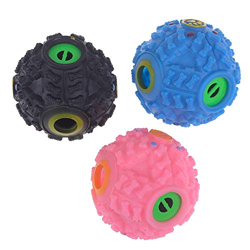 Pelota Perro 1 Unid Mascota Perro Gato Snack Ball Juguete Entrenamiento Masticar Sonido Dispensador De Comida Juguete Goma Dura Bola Chirriante Juguete para Mascotas Color Aleatorio