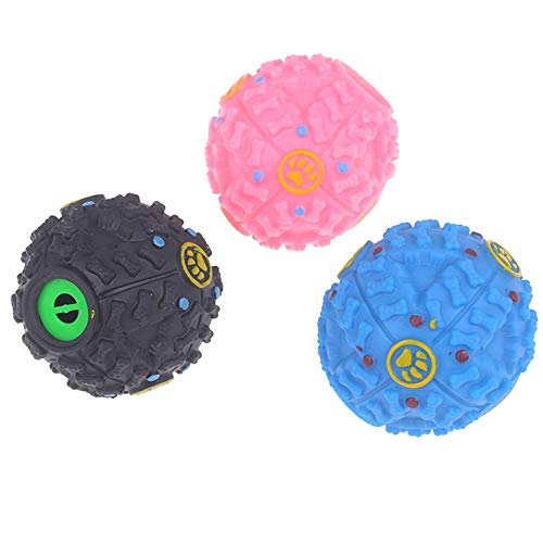Pelota Perro 1 Unid Mascota Perro Gato Snack Ball Juguete Entrenamiento Masticar Sonido Dispensador De Comida Juguete Goma Dura Bola Chirriante Juguete para Mascotas Color Aleatorio