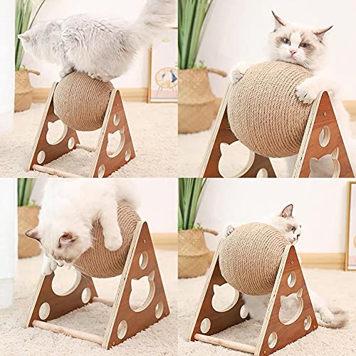 Pelota Rascador de gato Sisal Pelota de gato Juguete Rascador de gato de madera maciza Juguete Rascador de gato Protege tus muebles de arañazos, satisface el instinto natural de arañazos de gato