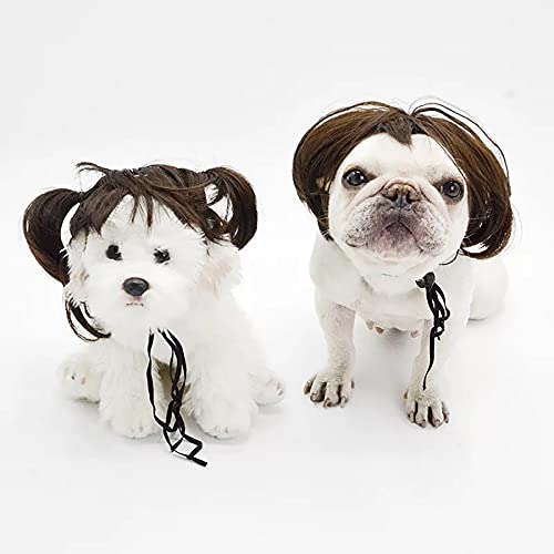 Peluca Divertida para Mascotas, Accesorios para Disfraces de Perros y Gatos, Peluca para Mascotas, Cabeza explosiva, Flequillo Qi, Peluca de Navidad para Halloween, Juego de Cabello
