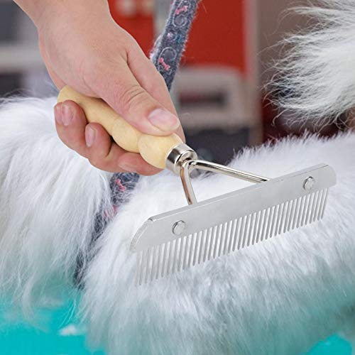 Peluquería para Mascotas Peine para Mascotas, Peine para Quitar el Pelo de Mascotas Herramienta de Mango de Madera Peine para Mascotas, para Perros para Gatos Tienda de Belleza para