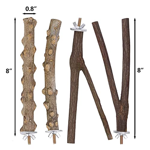 Perca de Pájaro Perca de Loro Madera Natural, Pájaro de Madera Soporte de Perca, Ramas Soporte de Aves para Loros, Periquitos, Cacatúas, Canarios