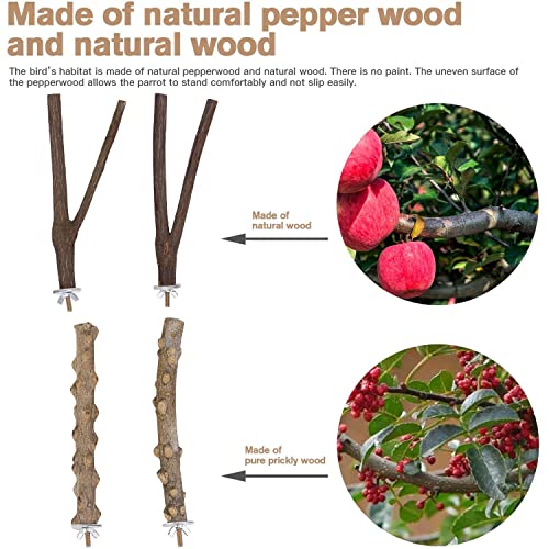 Perca de Pájaro Perca de Loro Madera Natural, Pájaro de Madera Soporte de Perca, Ramas Soporte de Aves para Loros, Periquitos, Cacatúas, Canarios