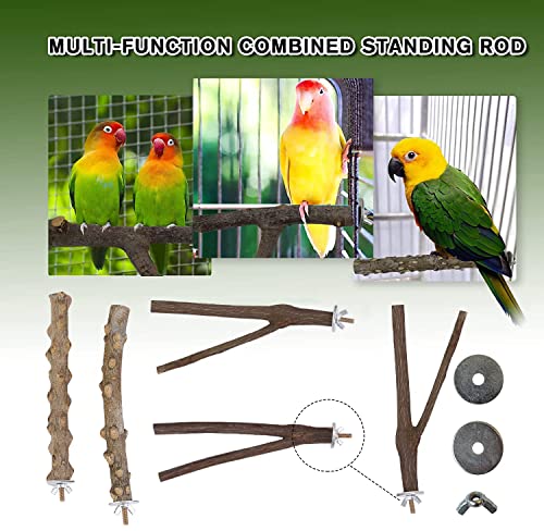 Perca de Pájaro Perca de Loro Madera Natural, Pájaro de Madera Soporte de Perca, Ramas Soporte de Aves para Loros, Periquitos, Cacatúas, Canarios