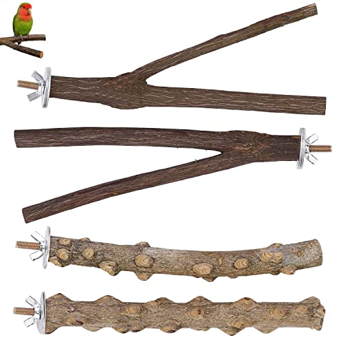 Perca de Pájaro Perca de Loro Madera Natural, Pájaro de Madera Soporte de Perca, Ramas Soporte de Aves para Loros, Periquitos, Cacatúas, Canarios