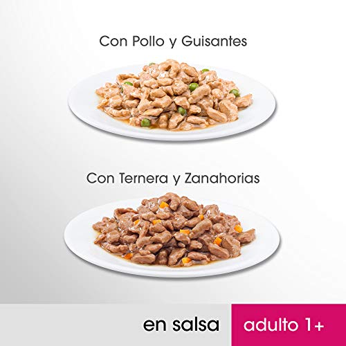 PERFECT FIT Comida Húmeda Natural para Gatos Adultos Sabor Pollo y Ternera (13 paquetes x 4 sobres x 85g)