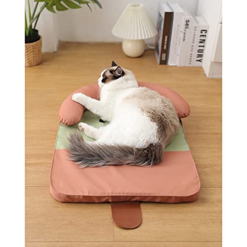 Perrera de Seda de Hielo, Alfombrilla de Enfriamiento Transpirable a Prueba de Agua, Almohadilla de Enfriamiento Extraíble y Lavable para Perros y Gatos,Kiwi