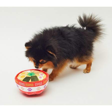 Pet London Ramen - Tazón de fideos de peluche suave para perro, juguete de perro de forma inusual con gráficos de sopa de fideos - felpa de entrenamiento interactivo