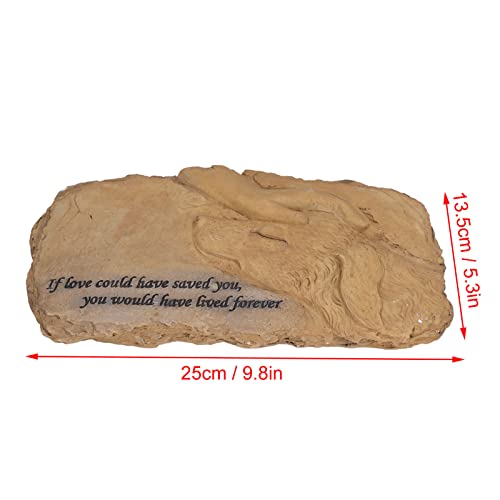 Pet Memorial Stone Garden Memorial Tombstone Resina Perro Gato lápida para decoración de césped(Khaki)