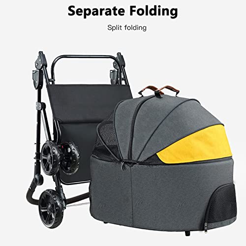 pet stroller Carrito de la carro de mascotas, 4 ruedas PROM plegables for perro gato, rueda frontal de rotación de 360 ​​° Cochecito de viaje for mascotas, plegado rápido, carga máxima 25kg