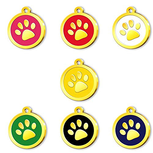 Pet Tag Art Diseño de la Pata Etiqueta de Mascota Personalizada grabada, Etiqueta de Gato, Etiqueta de identificación de Mascota