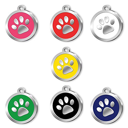 Pet Tag Art Diseño de la Pata Etiqueta de Mascota Personalizada grabada, Etiqueta de Gato, Etiqueta de identificación de Mascota