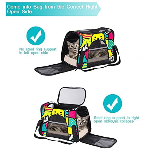 Pet Travel Carrier Bag Portable Kennel para cachorros gatos fácil de llevar lados suaves malla portadores fuerte transpirabilidad 17x10x11.8 pulgadas China Fortune Cat Modern Pop Art