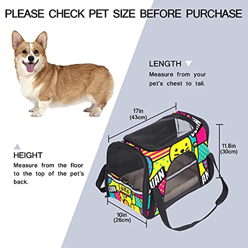 Pet Travel Carrier Bag Portable Kennel para cachorros gatos fácil de llevar lados suaves malla portadores fuerte transpirabilidad 17x10x11.8 pulgadas China Fortune Cat Modern Pop Art